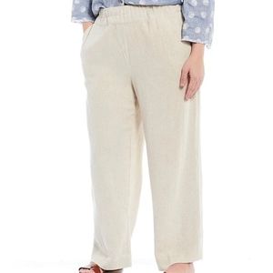 Plus Size John Mark Wide Leg Linen Blend Pull-On Pants
